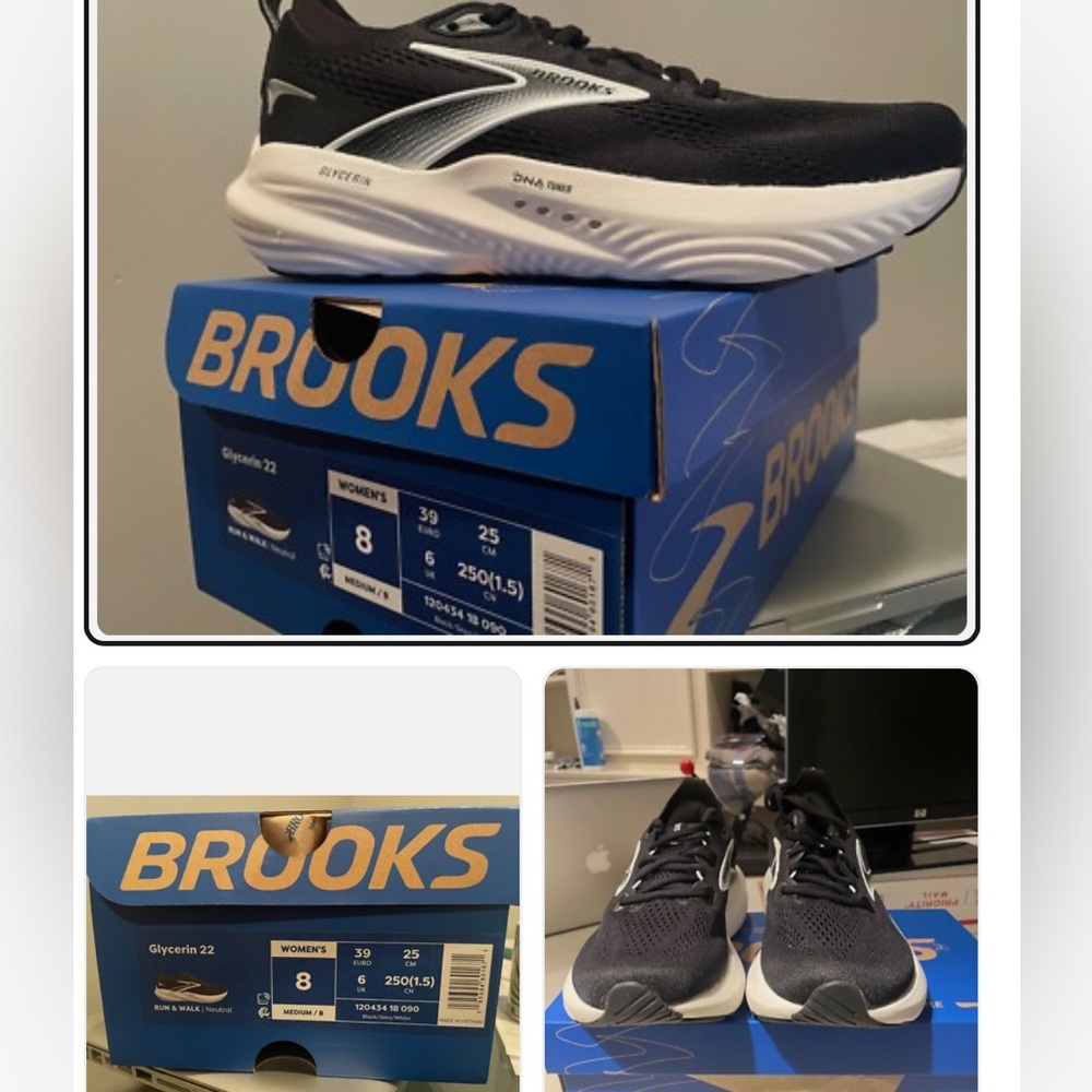 New in box Brooks Glycerin 22 Women's Shoes - Black and White size 8